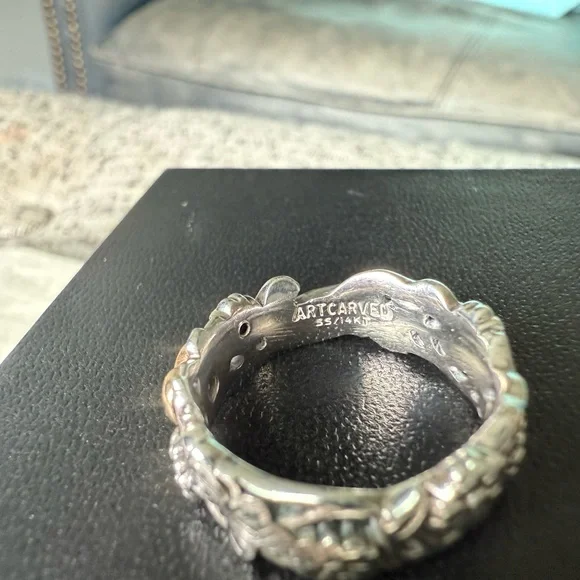 Artcarved brand vintage rare 14k, Ruby, SS and Gold Heart Ring size 6 - Picture 6 of 15